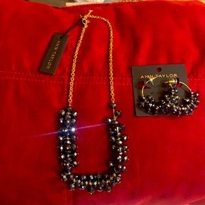 Ann Taylor Midnight Blue necklace and earrings set